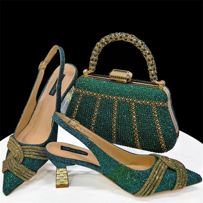 Women's Shoes and Bag Set with Rhinestone ED129 EdleessFashion