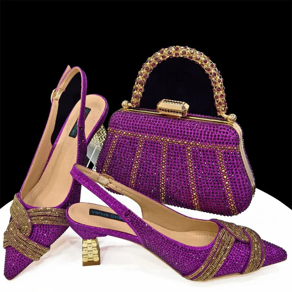 Women's Shoes and Bag Set with Rhinestone ED129 EdleessFashion