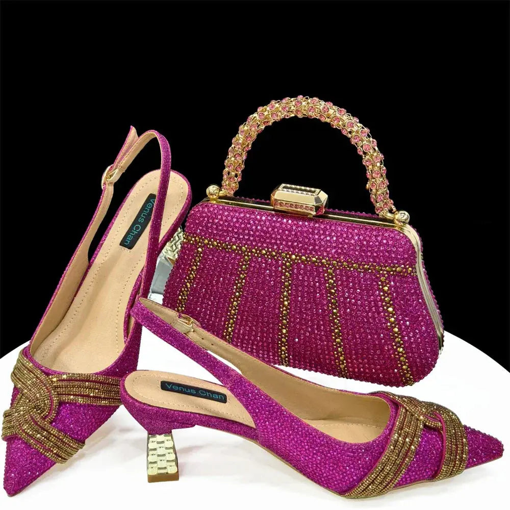 Women's Shoes and Bag Set with Rhinestone ED129 EdleessFashion