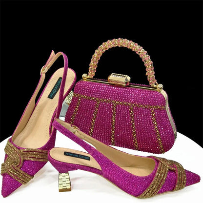 Women's Shoes and Bag Set with Rhinestone ED129 EdleessFashion