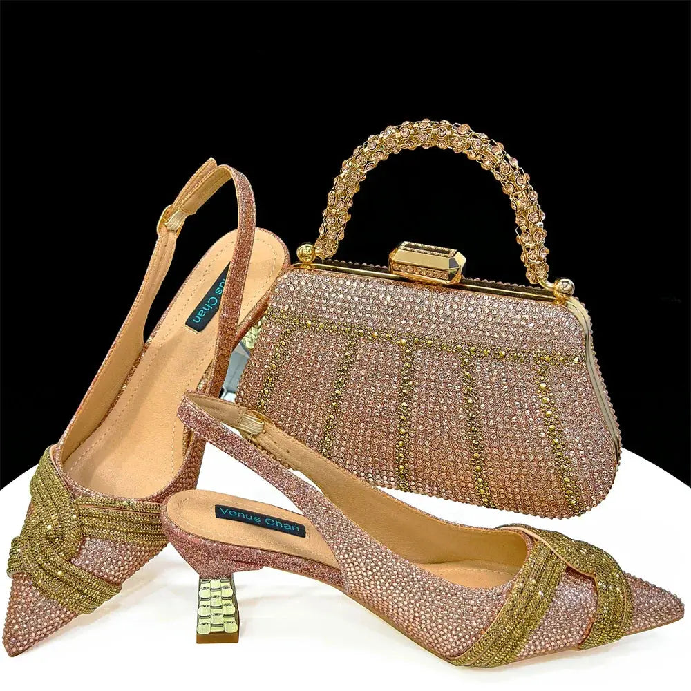 Women's Shoes and Bag Set with Rhinestone ED129 EdleessFashion