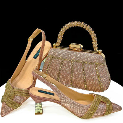 Women's Shoes and Bag Set with Rhinestone ED129 EdleessFashion