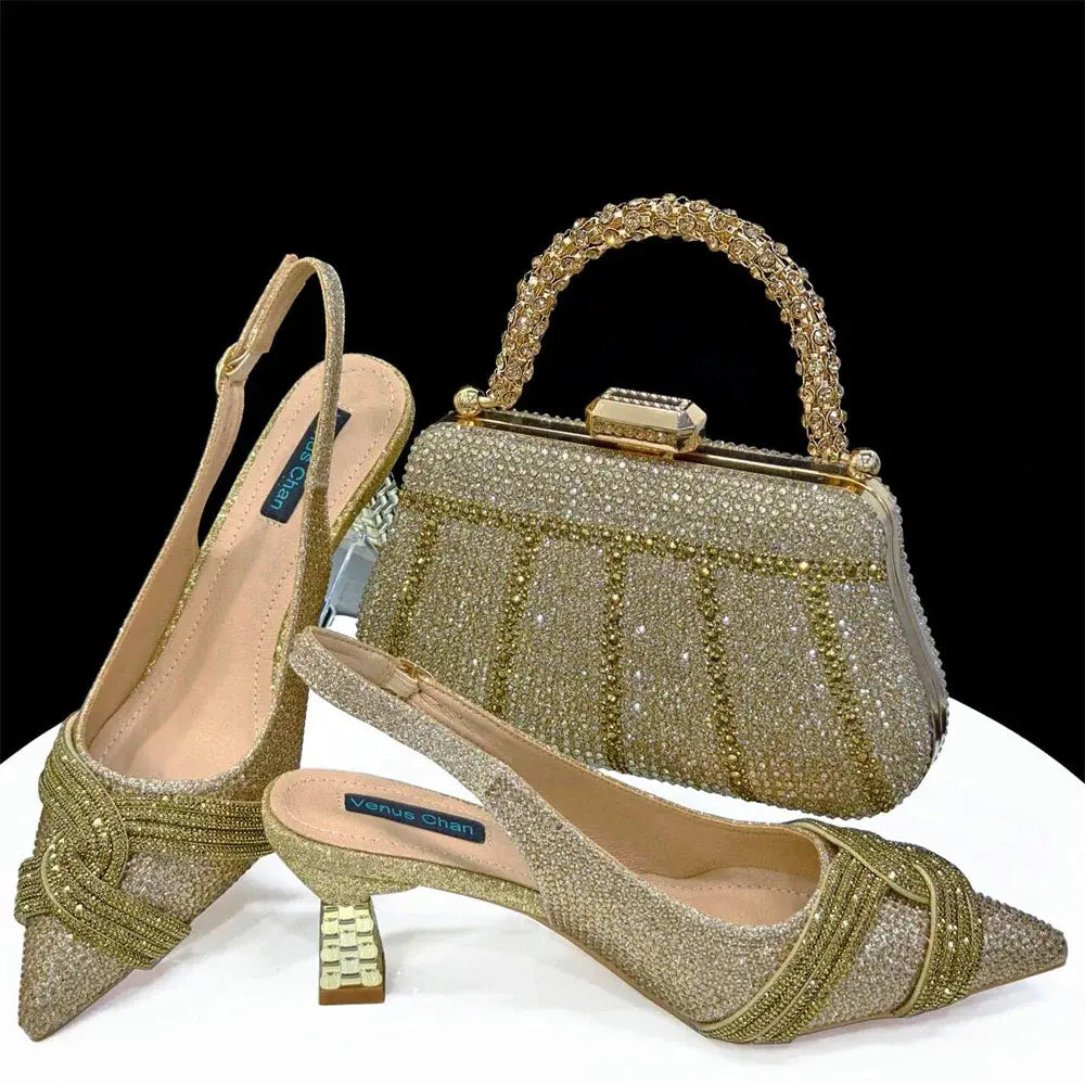 Women's Shoes and Bag Set with Rhinestone ED129 EdleessFashion