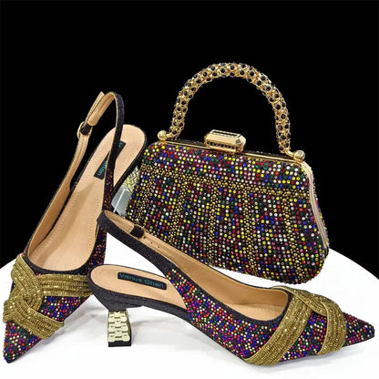 Women's Shoes and Bag Set with Rhinestone ED129 EdleessFashion