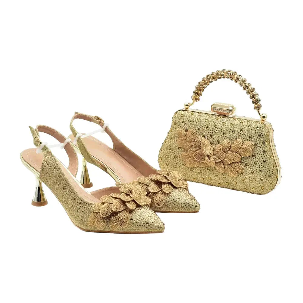 Women's Wedding Pointed Toe Shoes and Bag Set- ED123 EdleessFashion