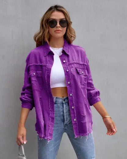 Fashion Ripped Shirt Jacket Female FitiqueFit
