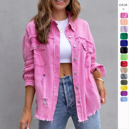 Fashion Ripped Shirt Jacket Female FitiqueFit
