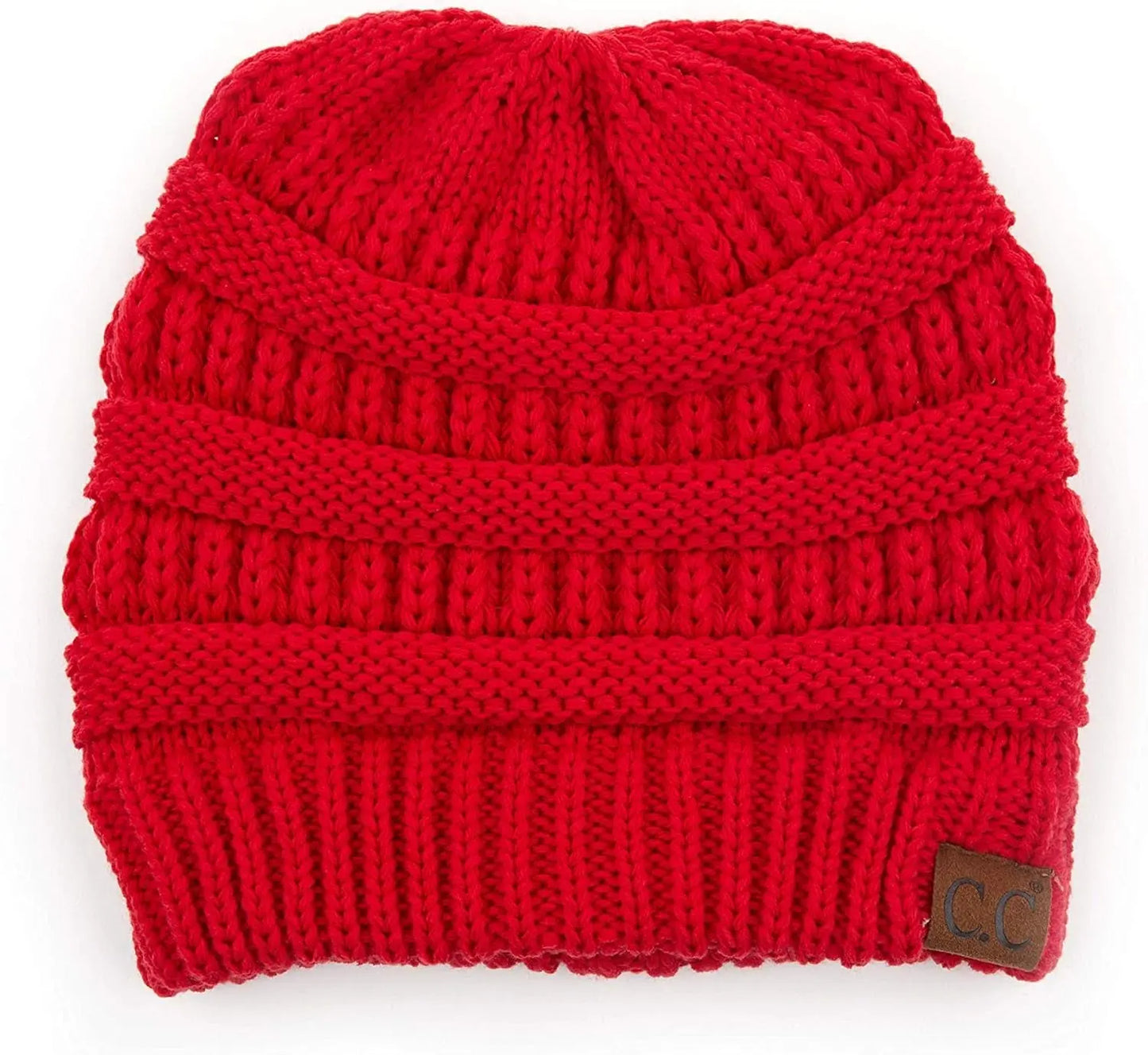 Exclusives Soft Stretch Cable Knit Messy Bun Ponytail Beanie Winter Hat for Women (MB-20A)
