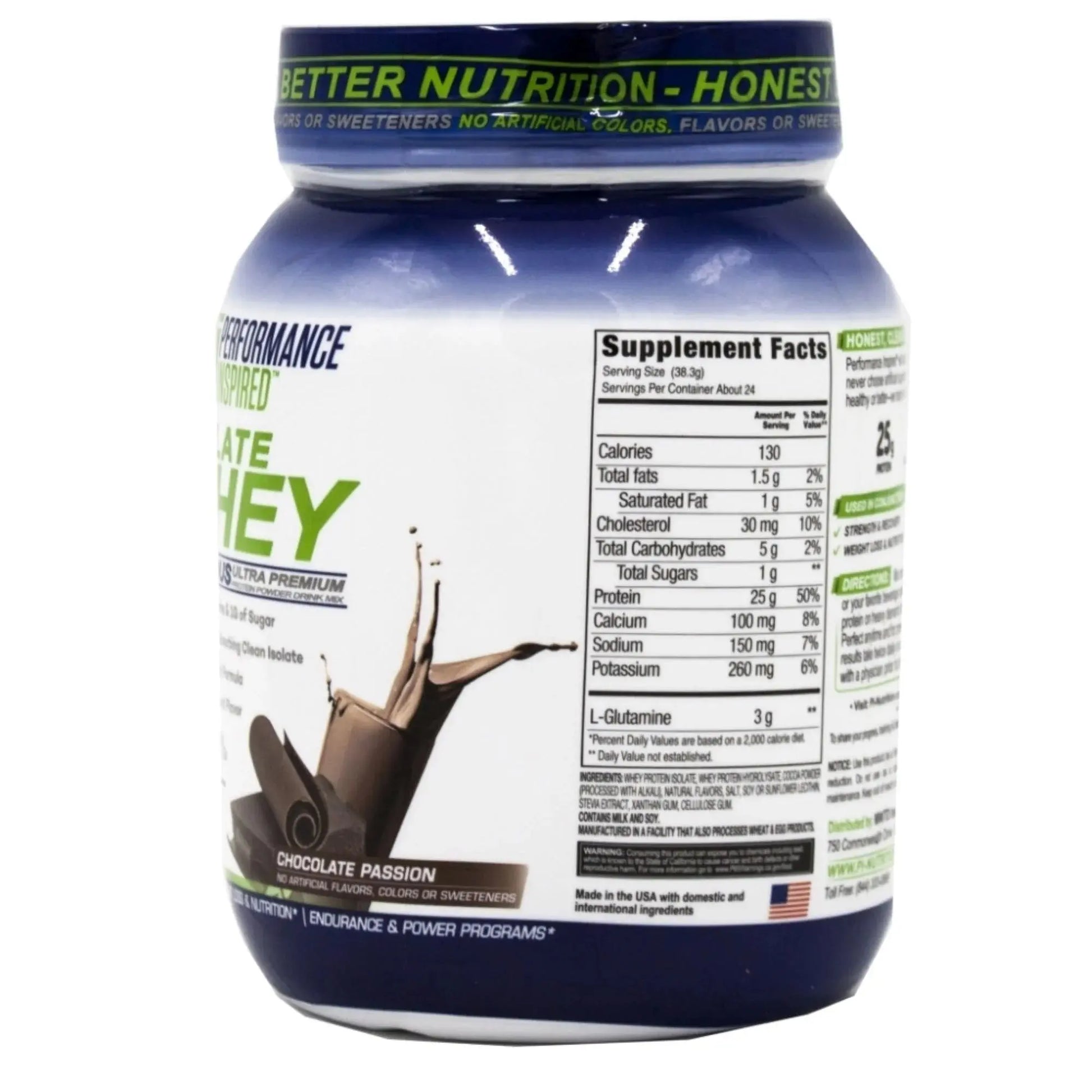 Nutrition - Isolate Whey Protein Powder - All Natural - 25G - L-Glutamine - Contains Bcaas - Chocolate Passion - 2 Lbs