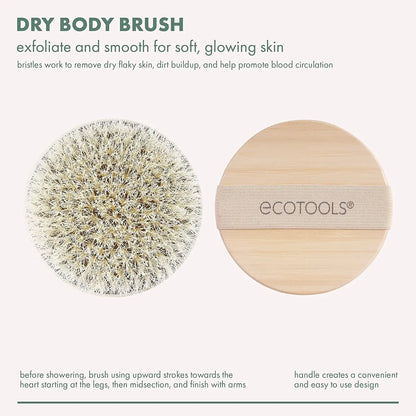 Dry Body Brush, Cruelty-Free Bristles Exfoliate & Smooth Skin, Dry Brushing Removes Flaky Skin, May Help Improve Circulation & Tone, Eco-Friendly Skincare Tool, Vegan & Cruelty-Free, 1 Count