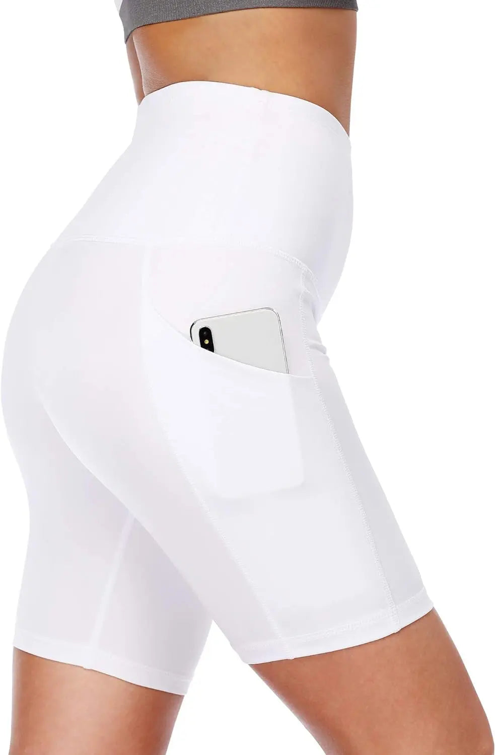 Women'S High Waist Spandex Yoga Shorts for Bike Running Two Side Pockets