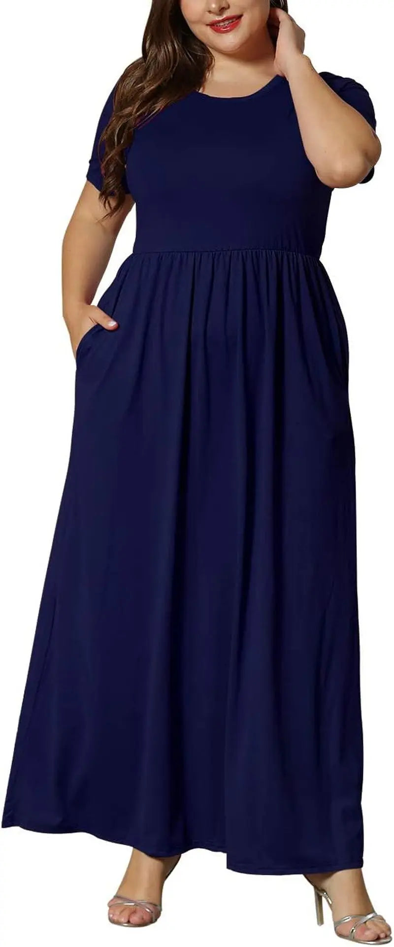 Women’S plus Size Maxi Dresses for Curvy Women Summer Casual Short Sleeve 2026 Long Dress 14W-26W