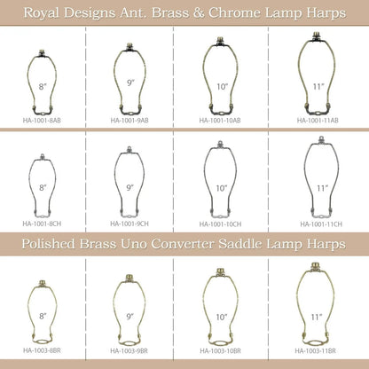 HA-1001-7BR-1 Heavy Duty Harp for Lamp Shade Holder, 7 Inch, Polished Brass Base
