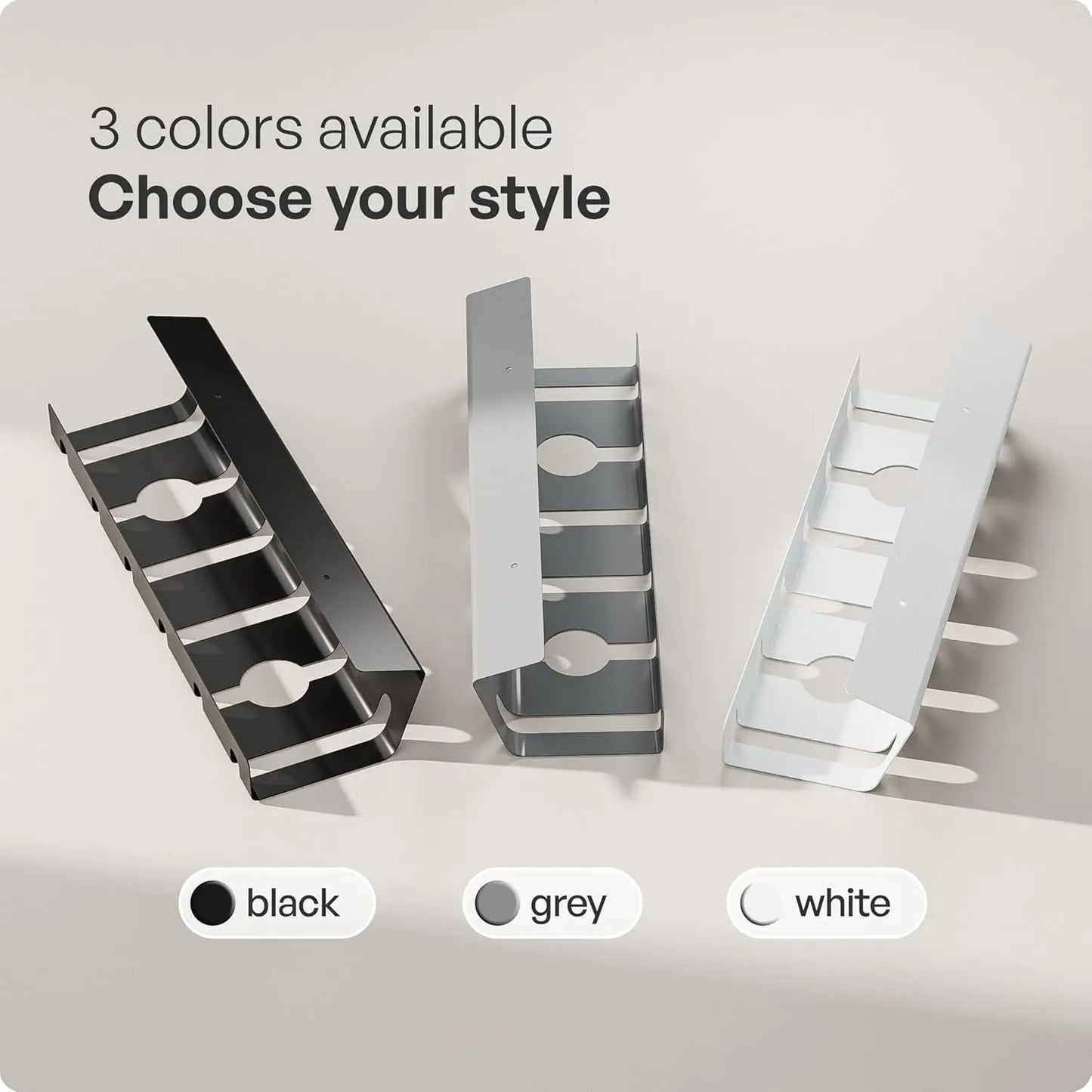 Cable Management under Desk for Easy Mounting Under-Table I Set of 3 - with 10X Cable Ties I Desk Organizer for Office/Home Office Table Thoughtful Cable Tray Holder