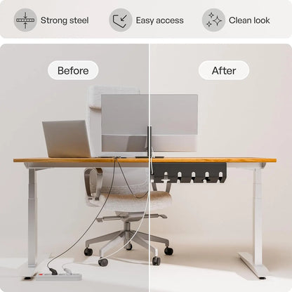 Cable Management under Desk for Easy Mounting Under-Table I Set of 3 - with 10X Cable Ties I Desk Organizer for Office/Home Office Table Thoughtful Cable Tray Holder