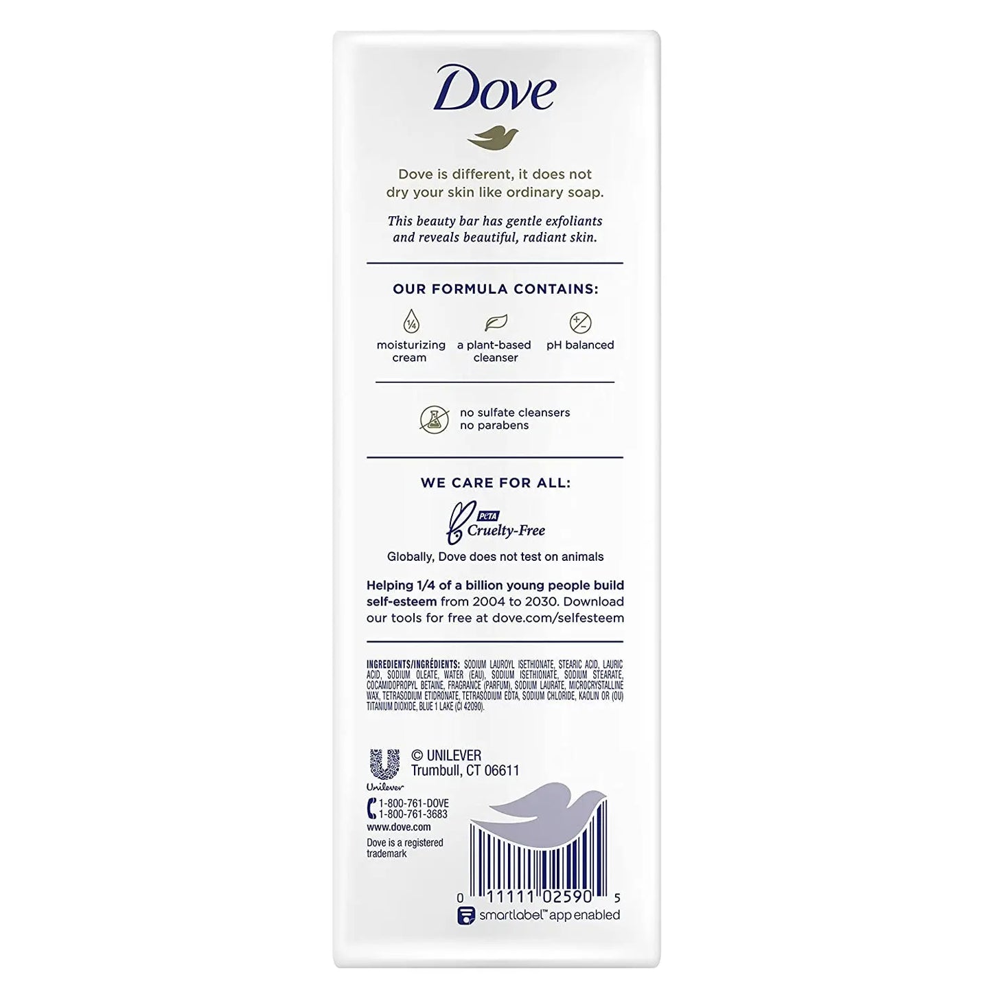 Dove Beauty Bar More Moisturizing than Bar Soap Gentle Exfoliating with Mild Cleanser for Softer and Smoother Skin 3.75 Oz Pack of 14
