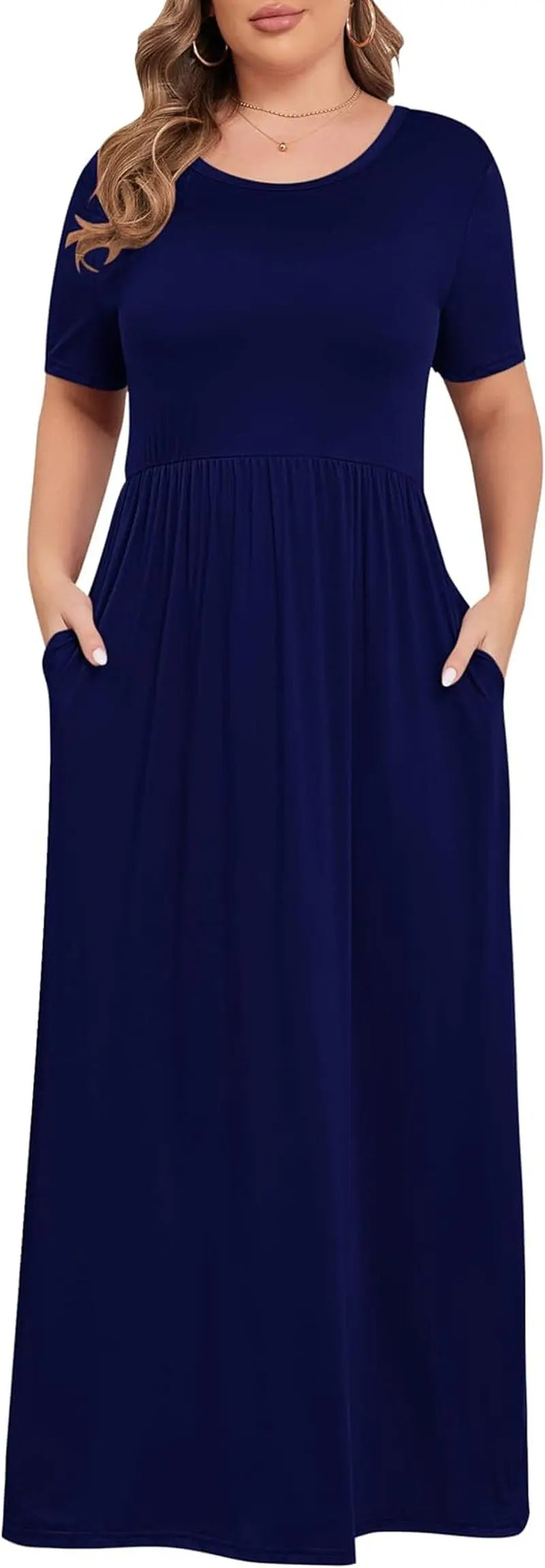 Women’S plus Size Maxi Dresses for Curvy Women Summer Casual Short Sleeve 2026 Long Dress 14W-26W