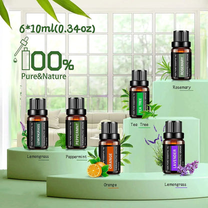 500Ml Essential Oil Diffuser with 6*10Ml Essential Oils Set, Flower Aromatherapy Diffusers with Remote Control, Oil Air Humidifier Vaporizer for Large Room Bedroom Office