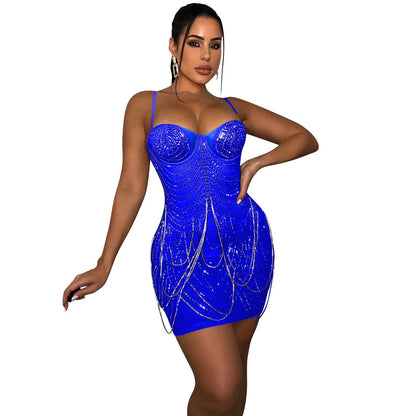 Fashion New Product Hot Drill Perspective Sling Dress Women FLIPSTYLEZLLC