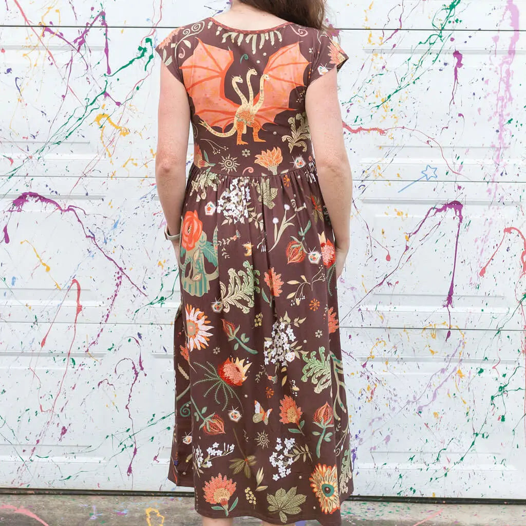 Adult "Beast Mode" Kaiju Monsters Cap Sleeve Maxi Dress With Pockets Princess Awesome & Boy Wonder