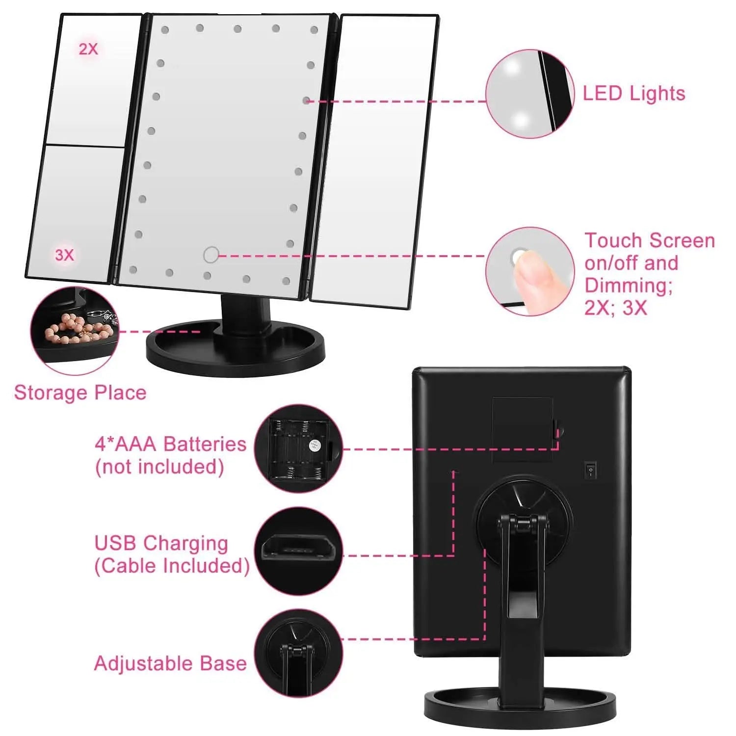 Make Up Mirror with 22 LED Lights DailySale
