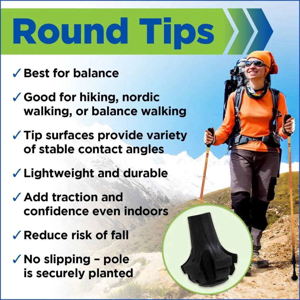 Motivator Walking Poles for Balance and Rehab - Patented Stability Grips - Lightweight, Adjustable, and Collapsible -2 Pieces Adjustable w/flip Locks, Detachable feet and Travel Bag - For Heights up to 6'2" York Nordic