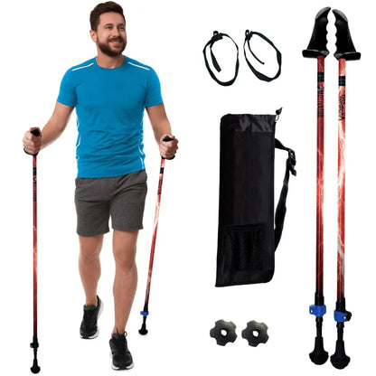 Motivator Walking Poles for Balance and Rehab - Patented Stability Grips - Lightweight, Adjustable, and Collapsible -2 Pieces Adjustable w/flip Locks, Detachable feet and Travel Bag - For Heights up to 6'2" York Nordic