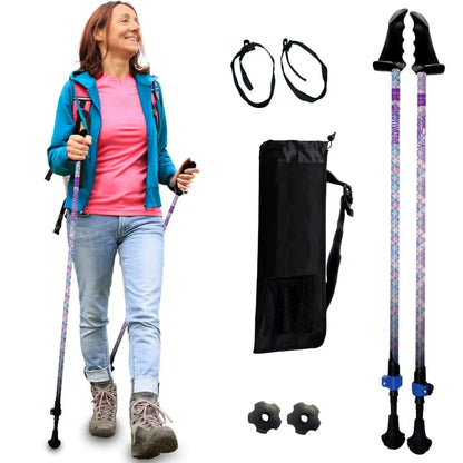 Motivator Walking Poles for Balance and Rehab - Patented Stability Grips - Lightweight, Adjustable, and Collapsible -2 Pieces Adjustable w/flip Locks, Detachable feet and Travel Bag - For Heights up to 6'2" York Nordic