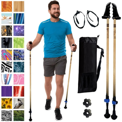 Motivator Walking Poles for Balance and Rehab - Patented Stability Grips - Lightweight, Adjustable, and Collapsible -2 Pieces Adjustable w/flip Locks, Detachable feet and Travel Bag - For Heights up to 6'2" York Nordic