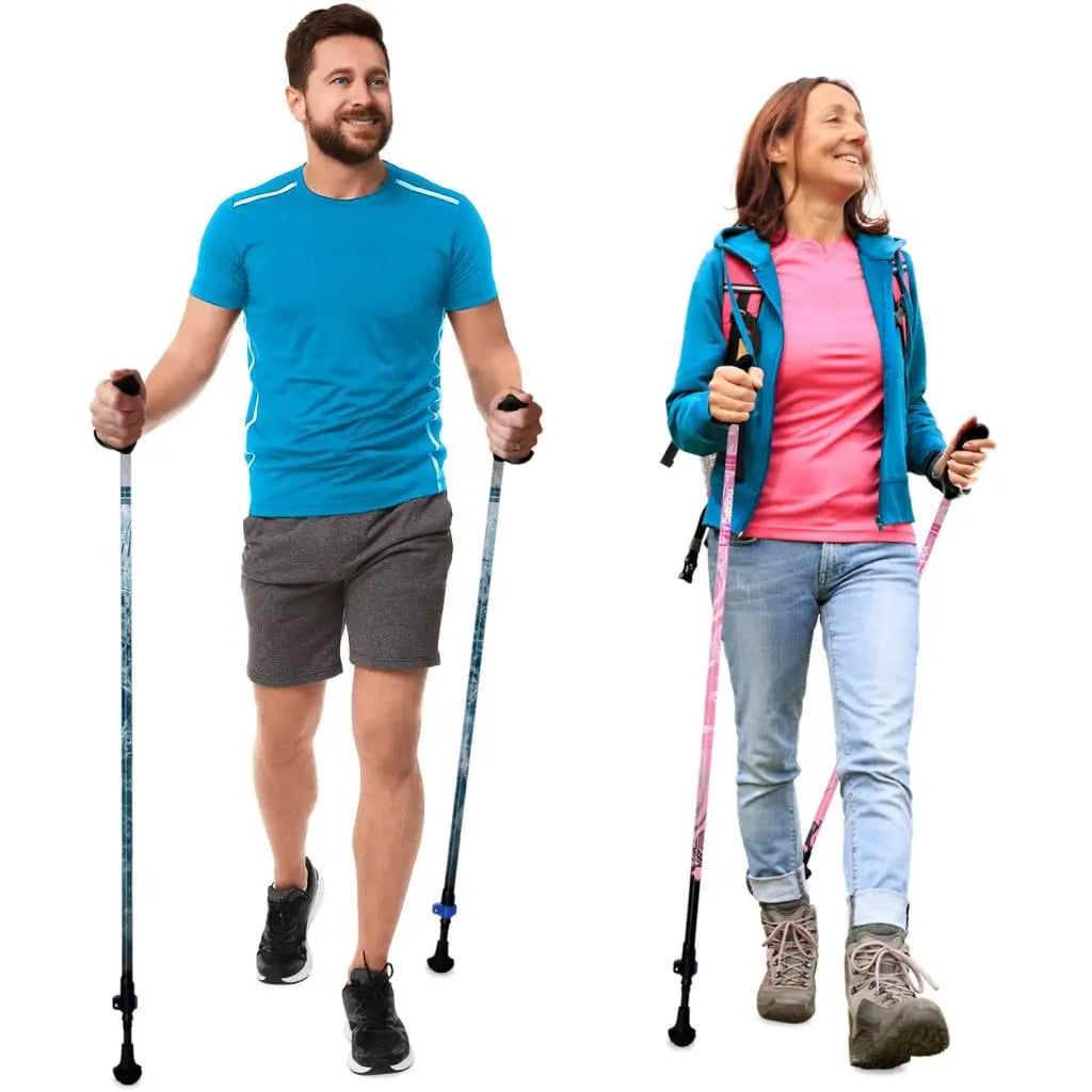 Motivator Walking Poles for Balance and Rehab - Patented Stability Grips - Lightweight, Adjustable, and Collapsible -2 Pieces Adjustable w/flip Locks, Detachable feet and Travel Bag - For Heights up to 6'2" York Nordic