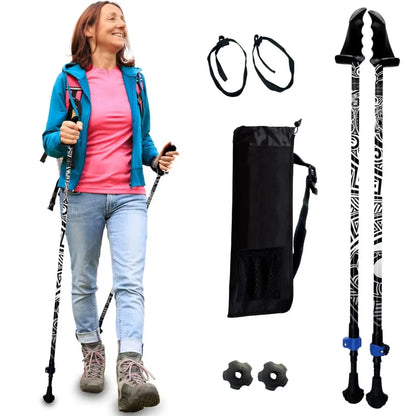 Motivator Walking Poles for Balance and Rehab - Patented Stability Grips - Lightweight, Adjustable, and Collapsible -2 Pieces Adjustable w/flip Locks, Detachable feet and Travel Bag - For Heights up to 6'2" York Nordic